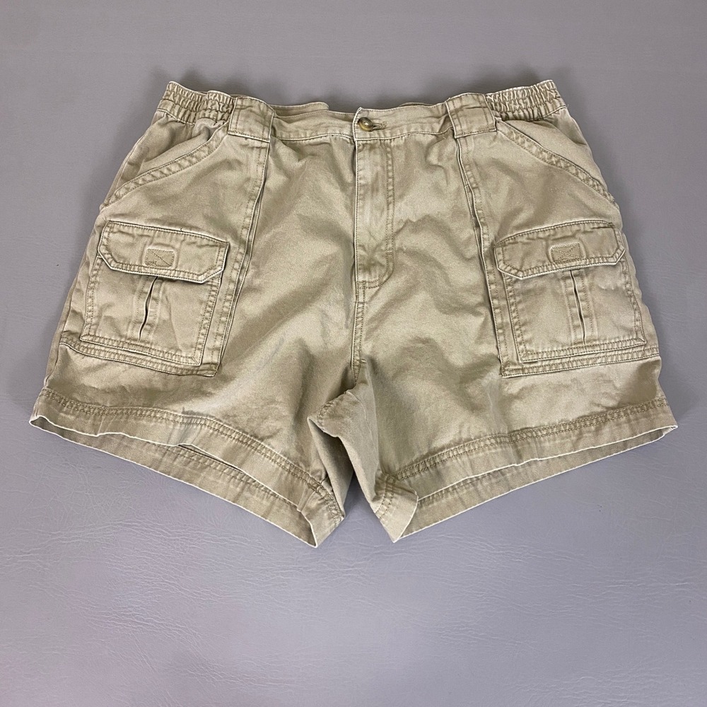 Covington Cargo Shorts Mens Size 38 Khaki Tan Cotton Twill Elastic Waist Utility